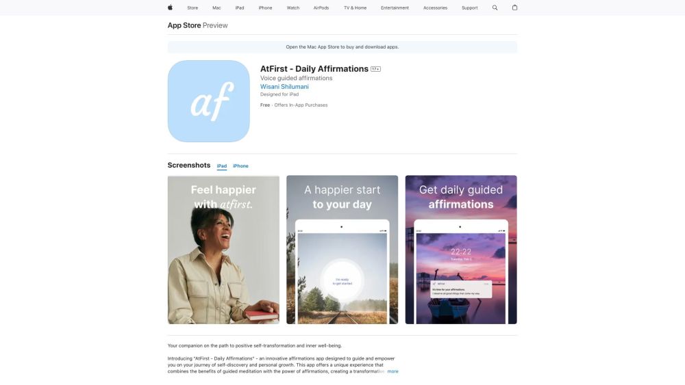 AtFirst: AI-Powered Affirmation & Meditation App, Curated for You