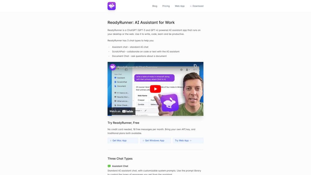 ReadyRunner GPT Chat: AI Writing, Coding & Learning Desktop Assistant