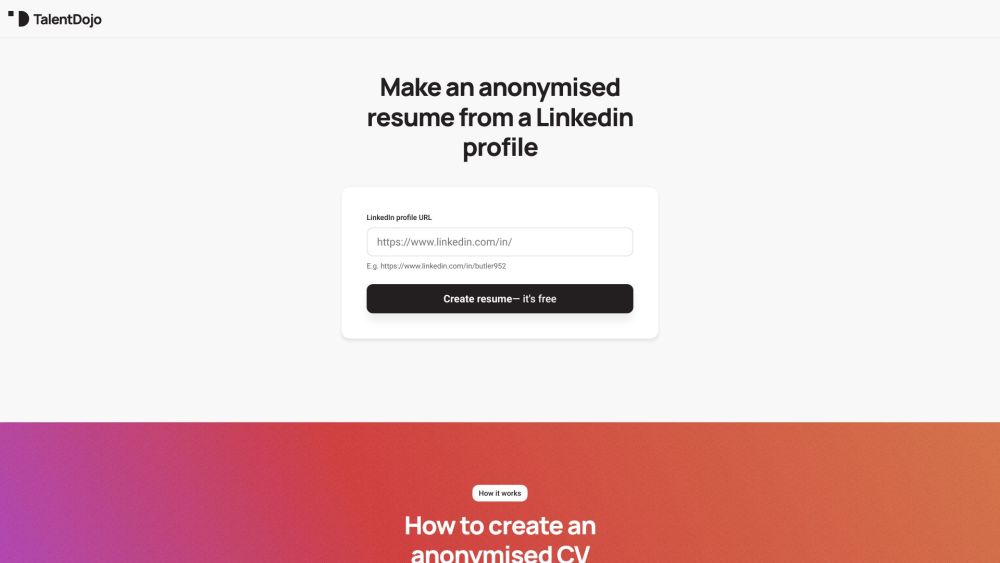 Talent Dojo: Anonymized Resumes from LinkedIn Effortlessly