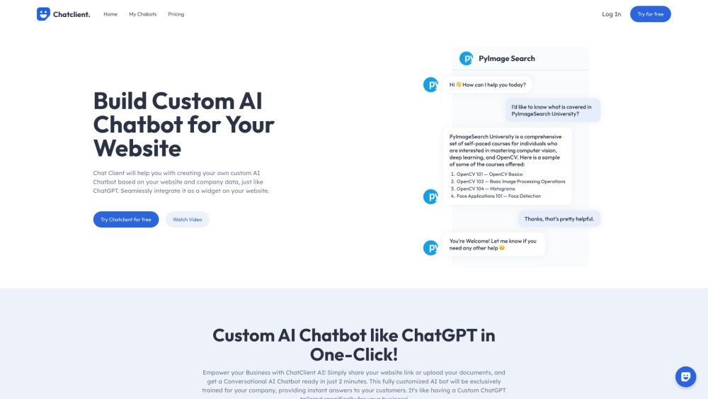 ChatClient: Custom AI Chatbot - Easy Website Integration & Creation