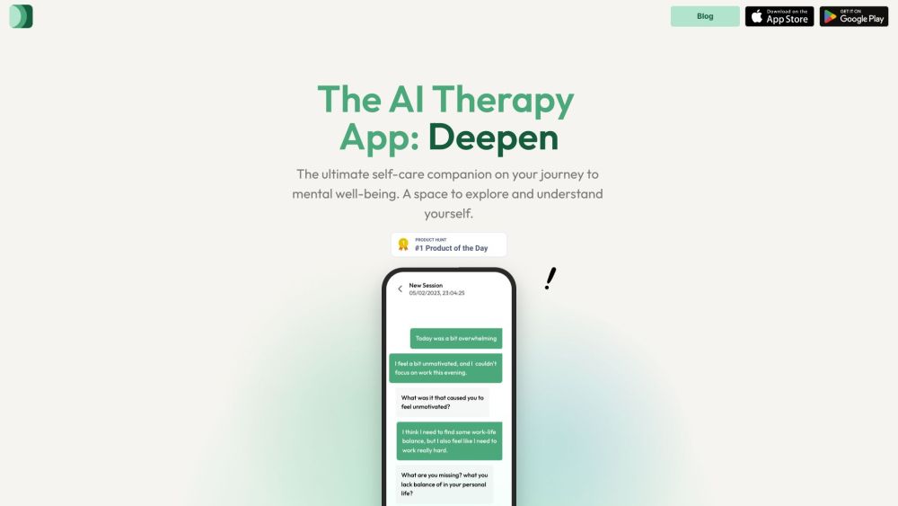 Deepen: AI Therapy 24/7 - Personal, Evolving Pocket Therapist, Always Ready