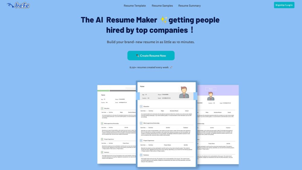 Befe: Intuitive Resume Editor - Craft Job-Winning Resumes Effortlessly