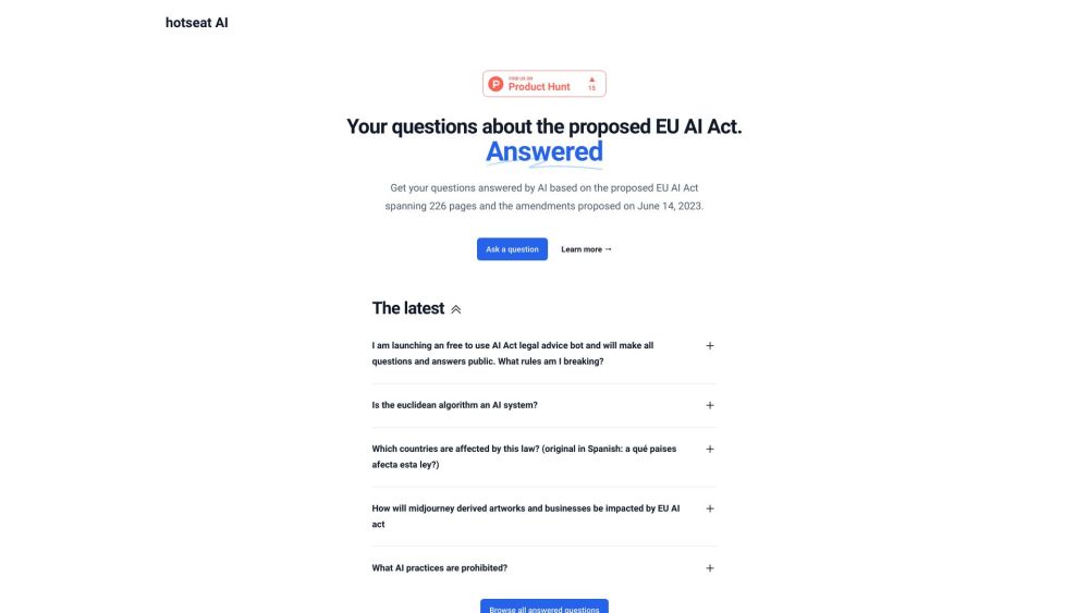 Hotseat AI: AI-Powered Q&A for EU AI Act Compliance Service