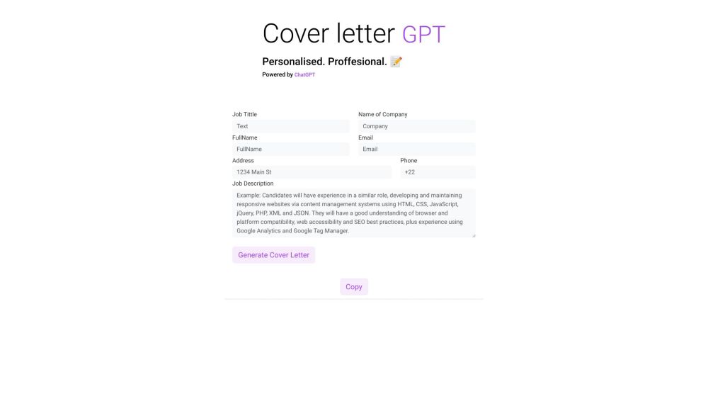 ChatGPT Cover Letter Builder: Create Customized, Professional Cover Letters