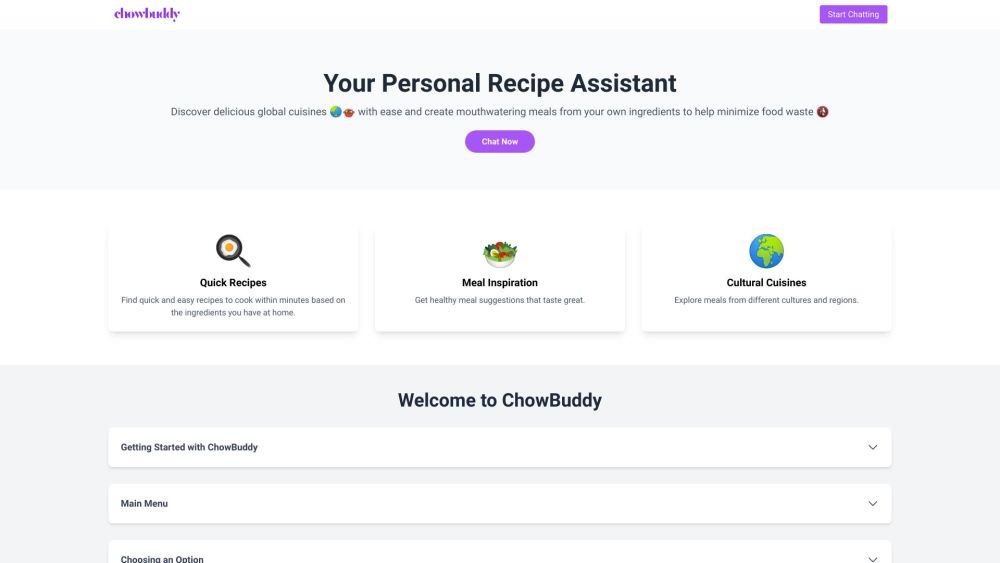 ChowBuddy: Explore Global Cuisines, Reduce Food Waste Effectively ChowBuddy: Explore Global Cuisines, Reduce Food Waste Effectively