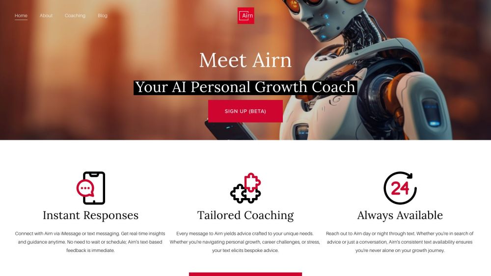 Airn: Growth Coach via iMessage - Daily Progress & Personal Support