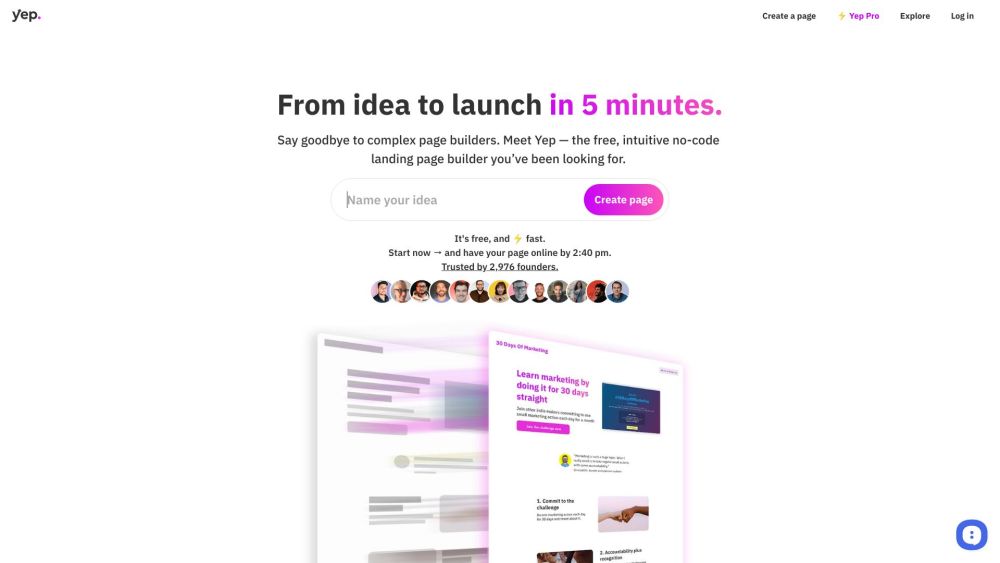 Yep.so: Free No-Code AI Landing Page Builder Powered by AI