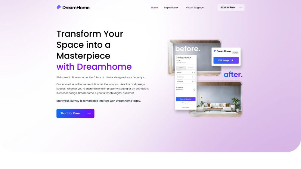 Dreamhome: AI Interior Design Platform for Modern Spaces, Cutting-edge Tech