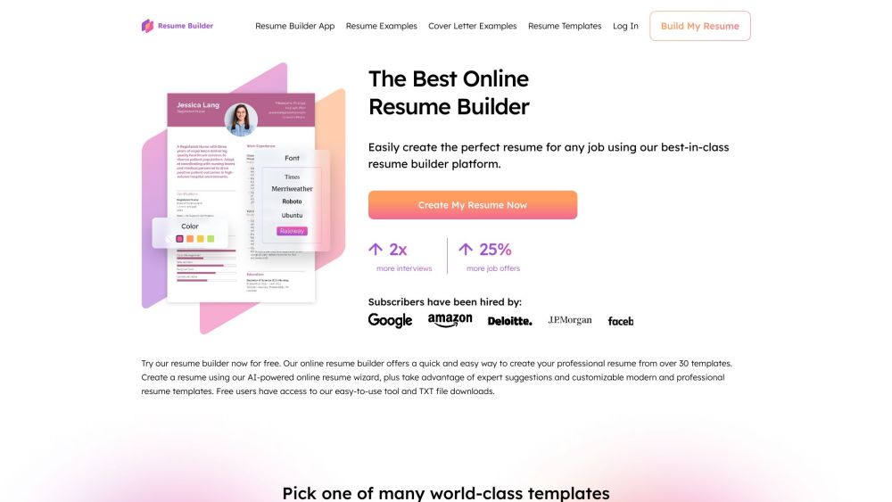 ResumeBuilder.com : Free Builder, Customizable Templates, AI-Powered Suggestions