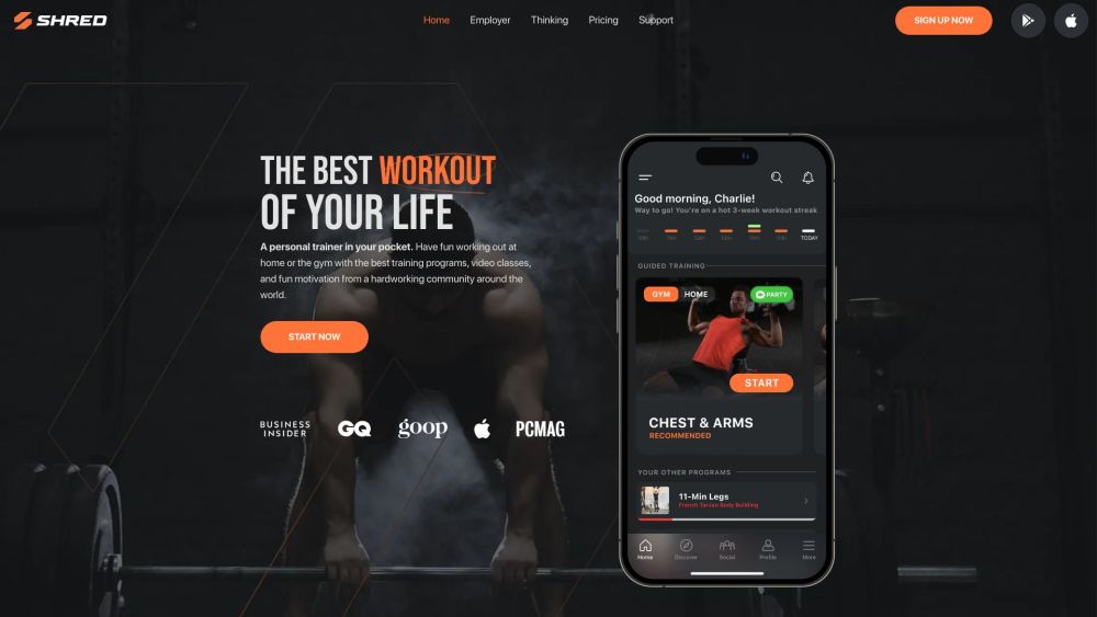 **SHRED: Home & Gym Workouts App : Personalized Training Anywhere, Anytime**