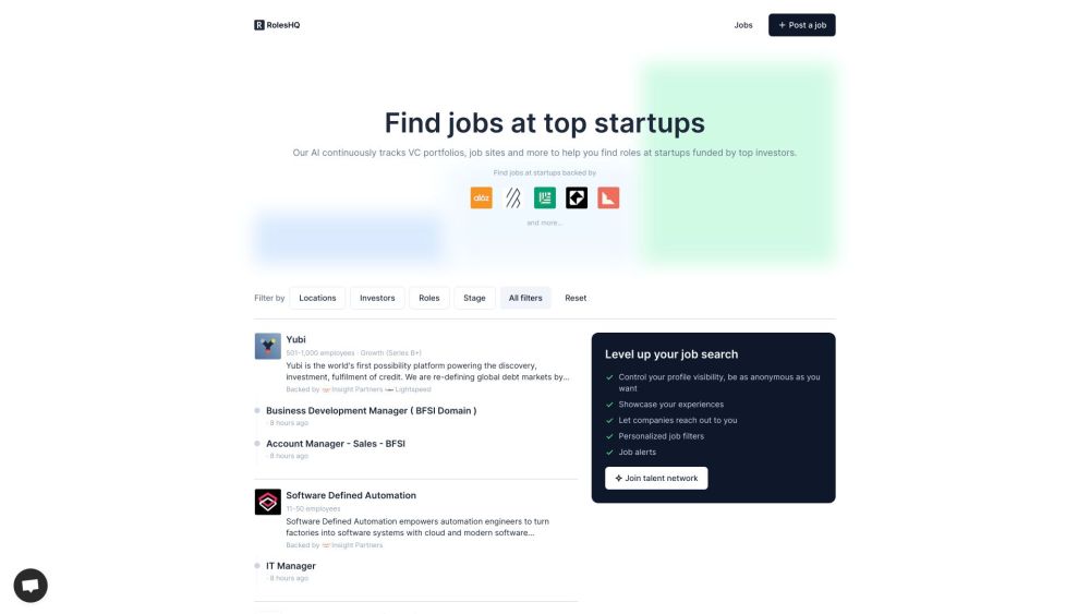 RolesHQ: Discover Jobs at Top VC-Backed Startups - Find Your Next Role