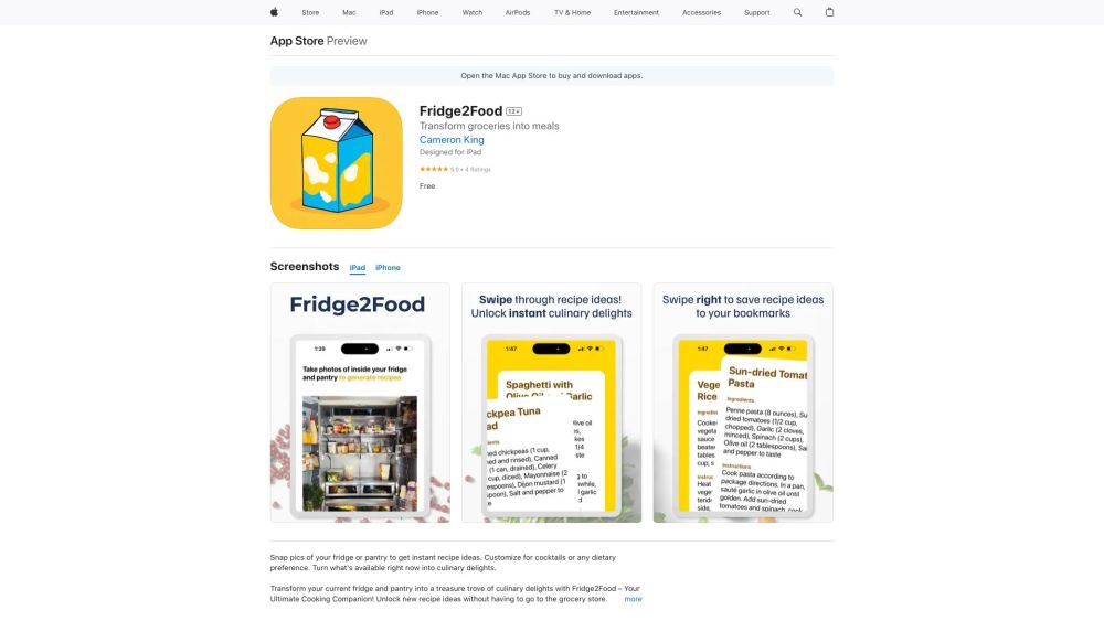 Fridge2Food: Instant Recipes from Ingredients You Already Have