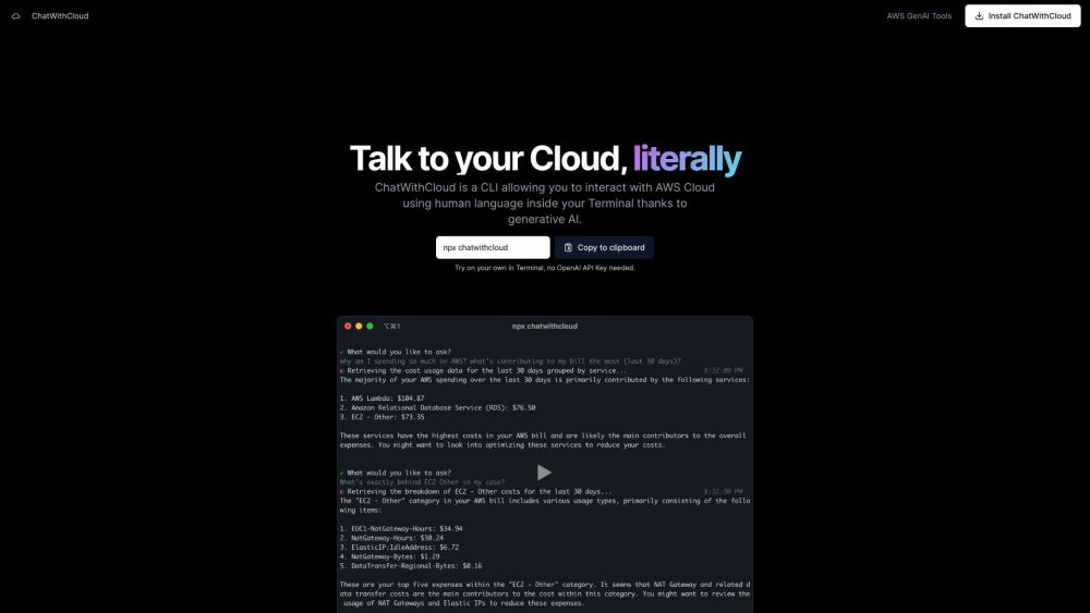 ChatWithCloud: AWS Terminal Interaction via Generative AI Technology