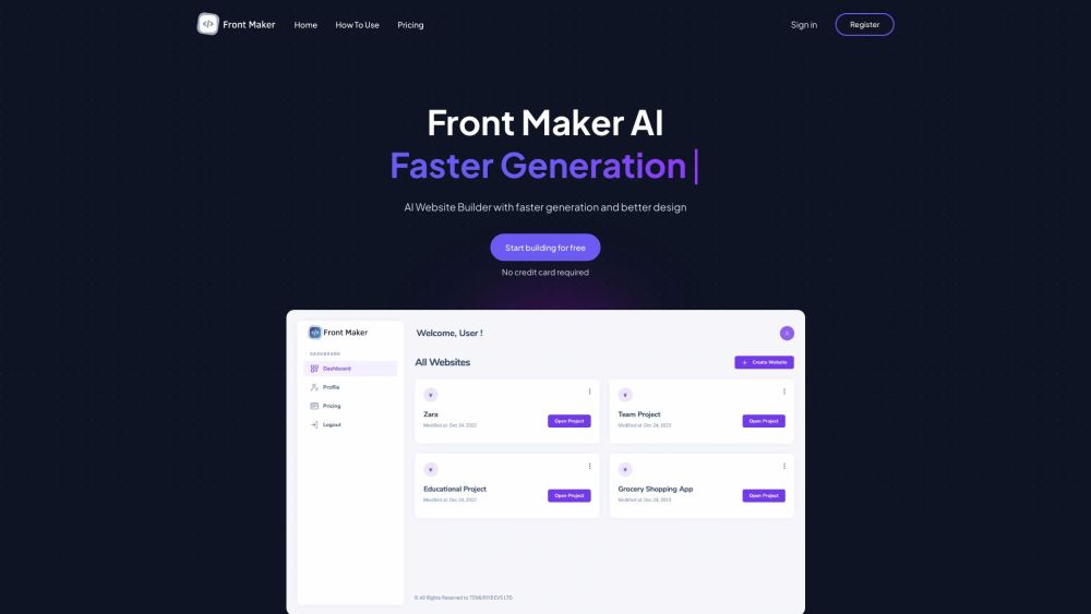 Front Maker: AI Website Builder for Effortless Site & Page Creation