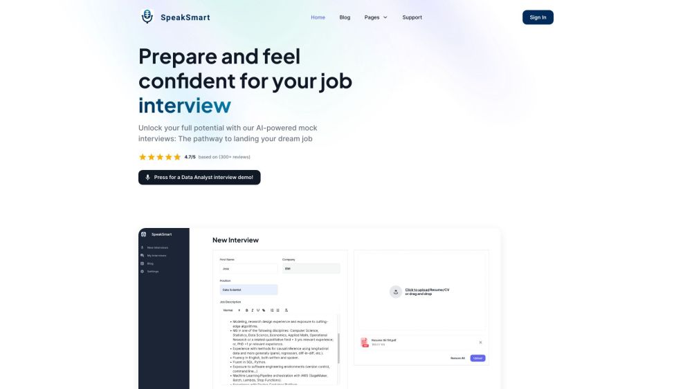 SpeakSmart: AI Mock Interviews for Career & Professional Growth