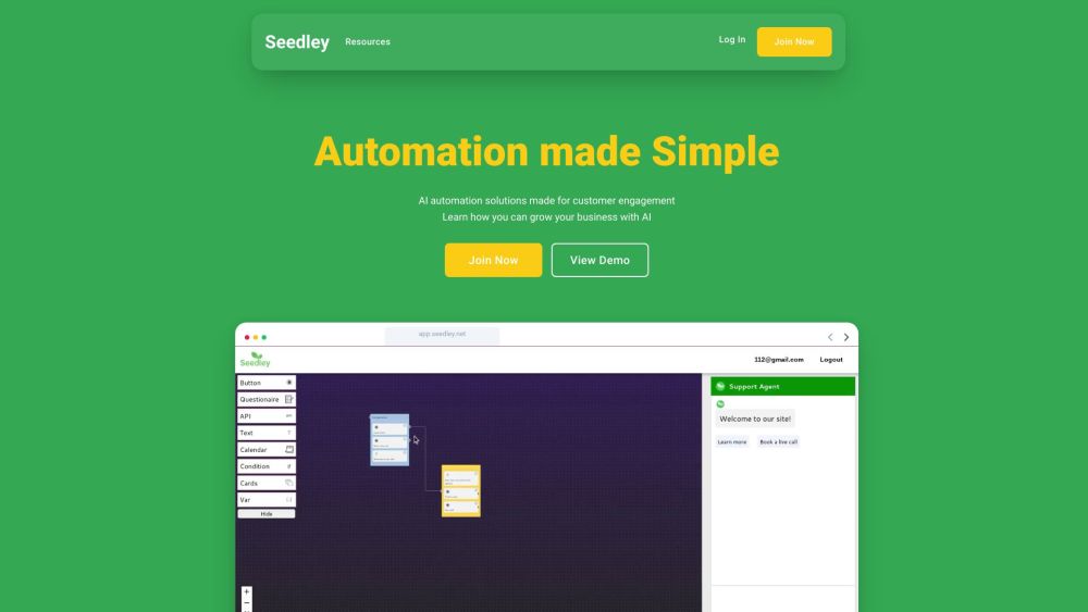 Seedley: AI Chat Agent Builder for Engaging Visitors & Driving Sales