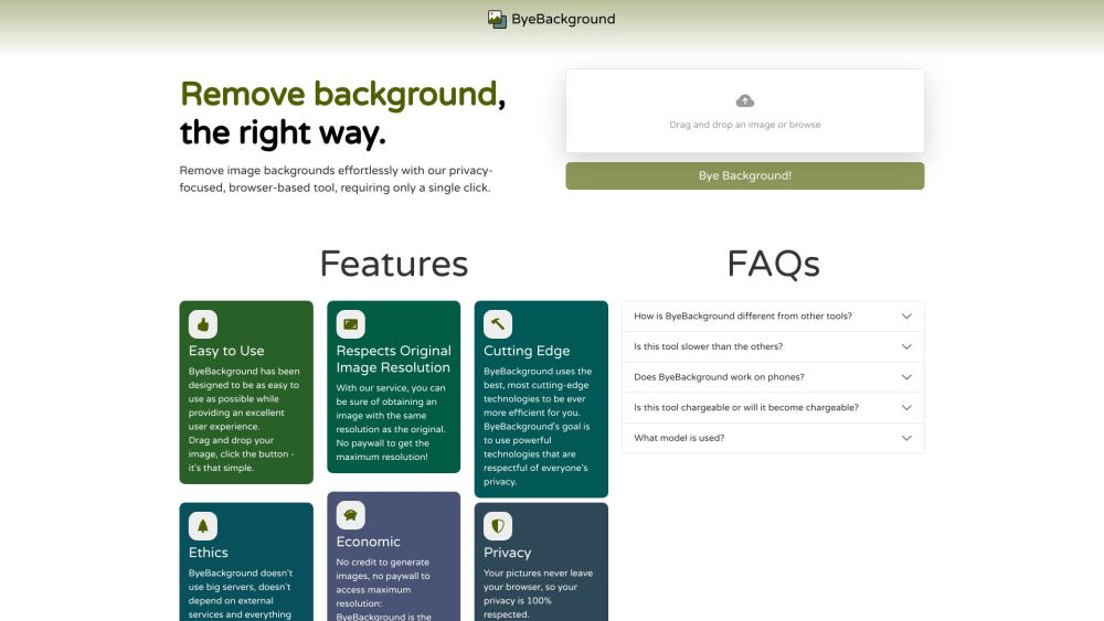 ByeBackground: Privacy-Friendly Tool for Effortless Image Background Removal