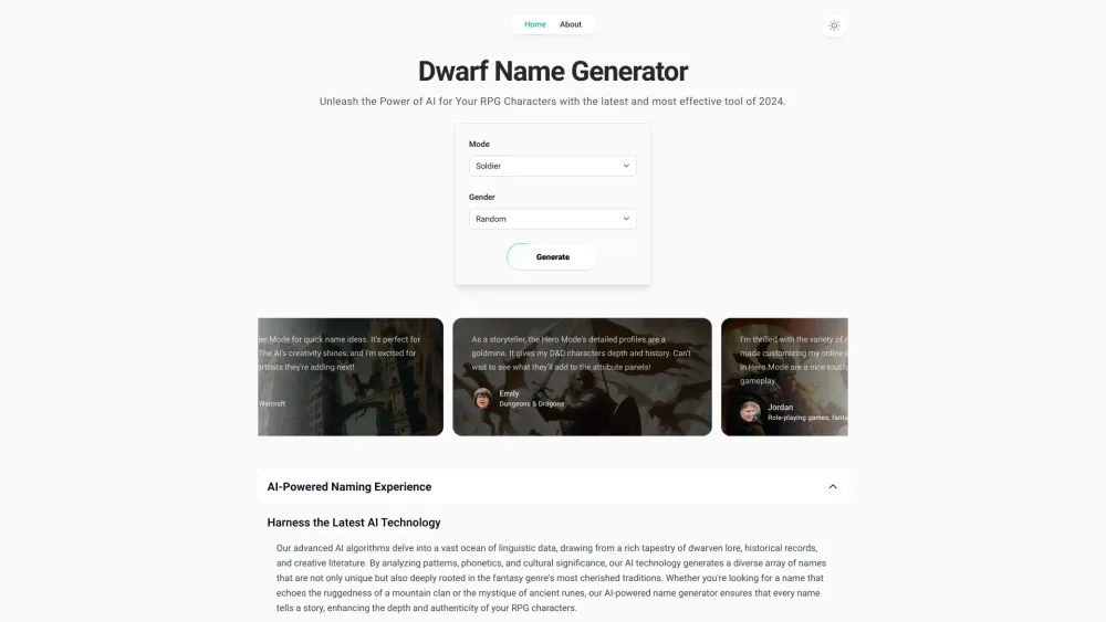 Dwarf Name Generator: AI-Powered RPG Character Names, Effortless & Unique