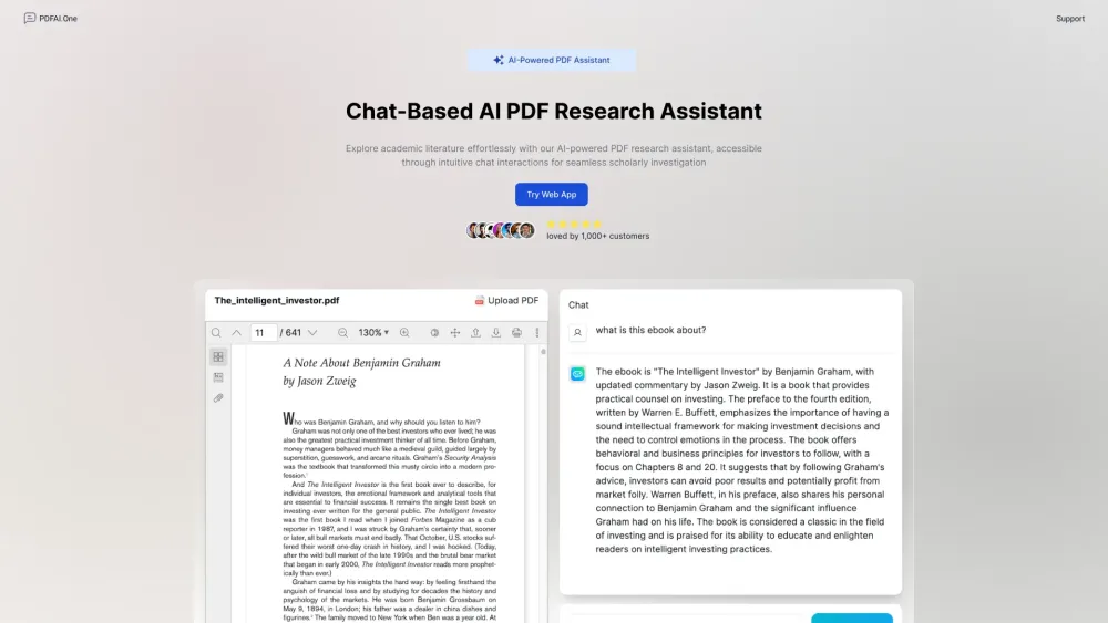 PDF AI: Effortlessly Explore Academic Papers with AI Research Assistant