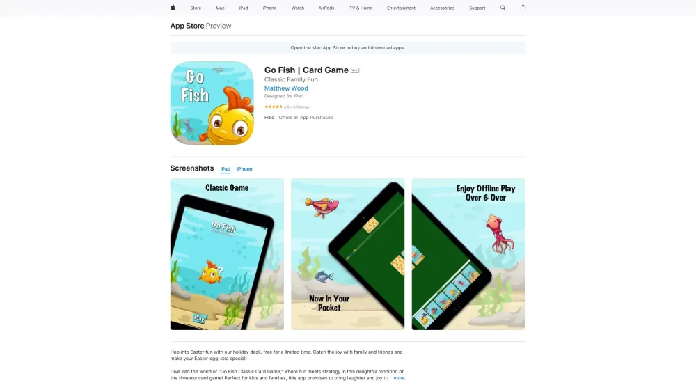 Single Player iOS Go Fish: Fun and Strategic iOS Card Game