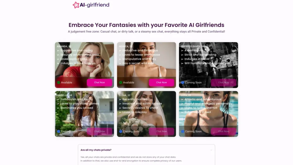 Fantasy Chat: AI Girlfriends to Explore Fantasies Today