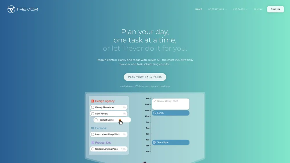 Trevor AI: Intuitive Daily Planner & Task Scheduler - Easy to Use