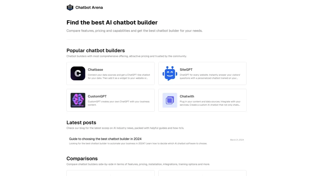 Chatbot Arena: Compare & Find Top Chatbot Builders for Your Needs