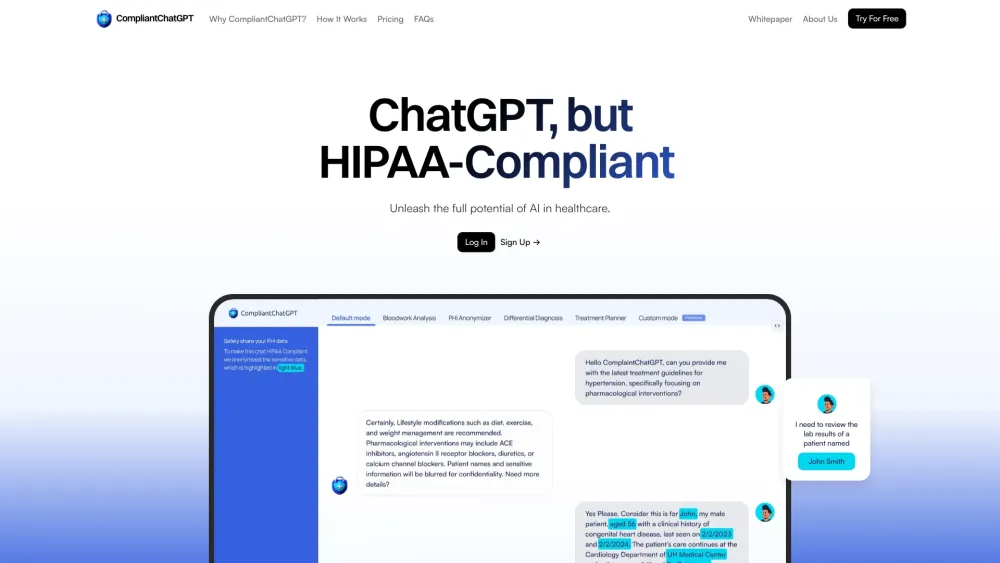 CompliantChatGPT: AI Agent for HIPAA Healthcare Compliance Solutions