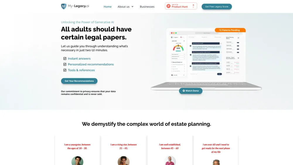 My-Legacy.ai: Conversational, Secure & Affordable Estate Planning Platform