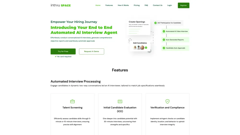 Intrvu SPACE: AI Interview Solution with Automated Processes