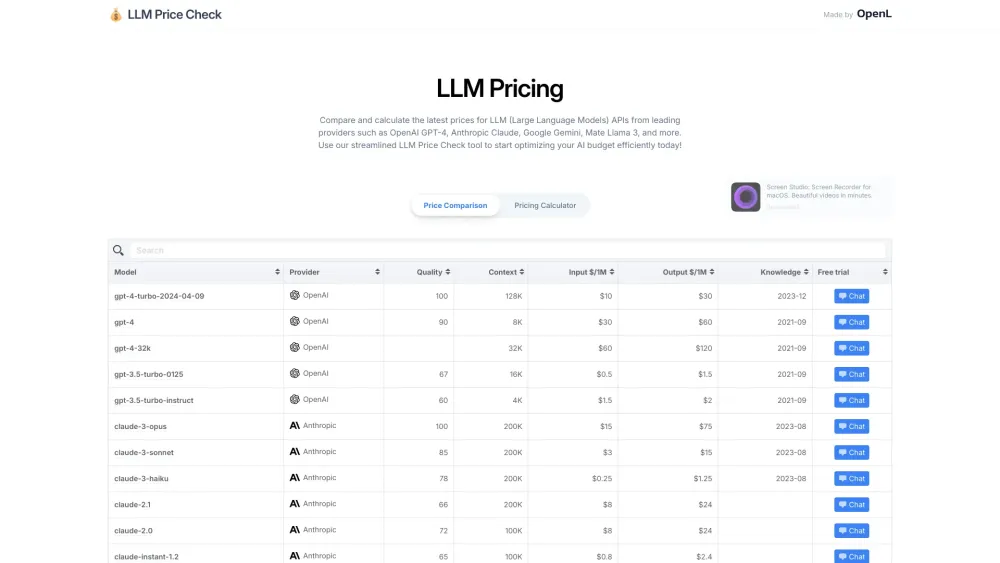 LLM Price Check: Compare LLM API Prices Instantly for Best Deals