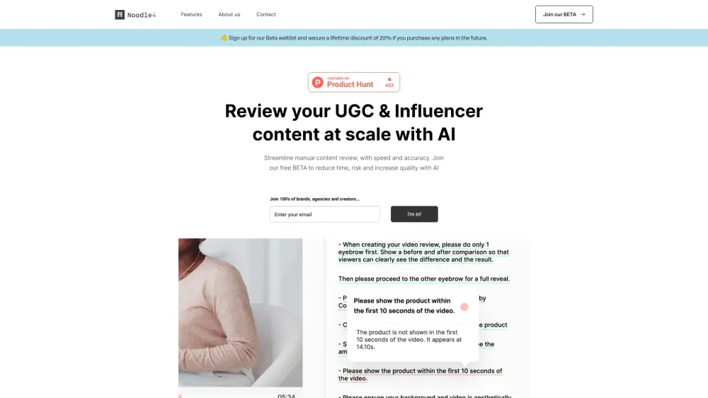 Noodle4 Ai : AI-Powered UGC & Influencer Content Review Platform