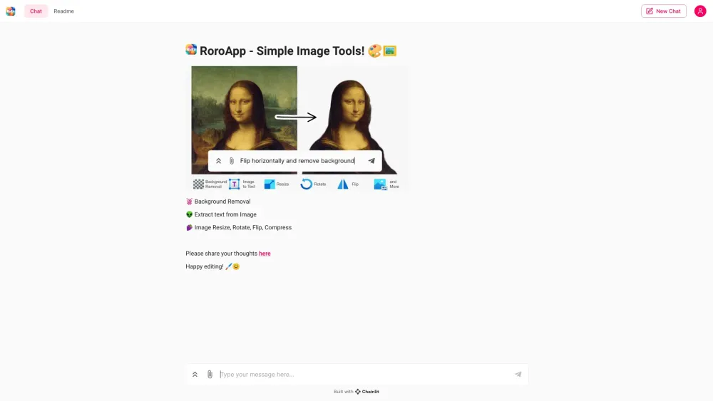 RoroApp: Chat-Based Image Editing Tool for Simple Photo Manipulation