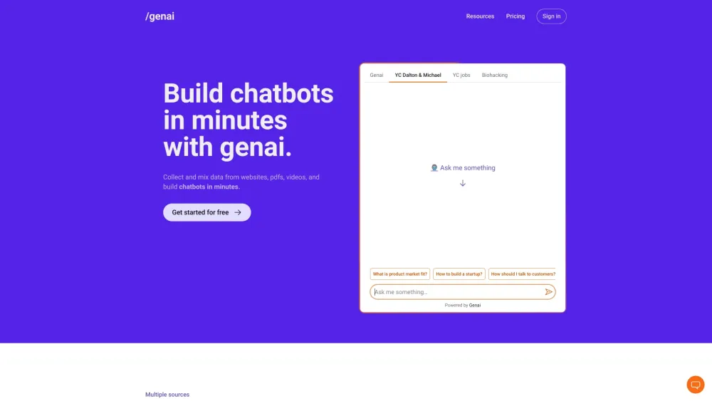 Genai: Create Chatbots Effortlessly from Diverse Data Sources