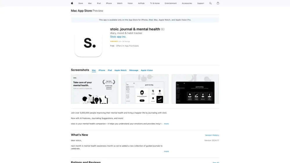 Stoic: AI Journaling for Mental Wellness & Self-Reflection : Key Features