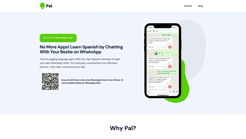 Pal Learn Spanish: Natural Language Learning on WhatsApp via Chat