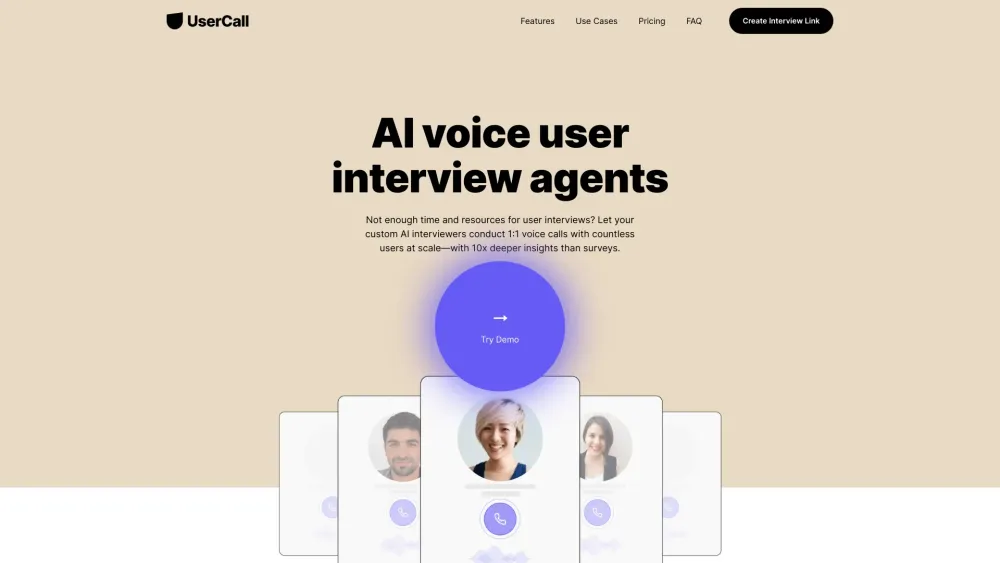 UserCall: Custom AI Links for Qualitative Insights and Interviews