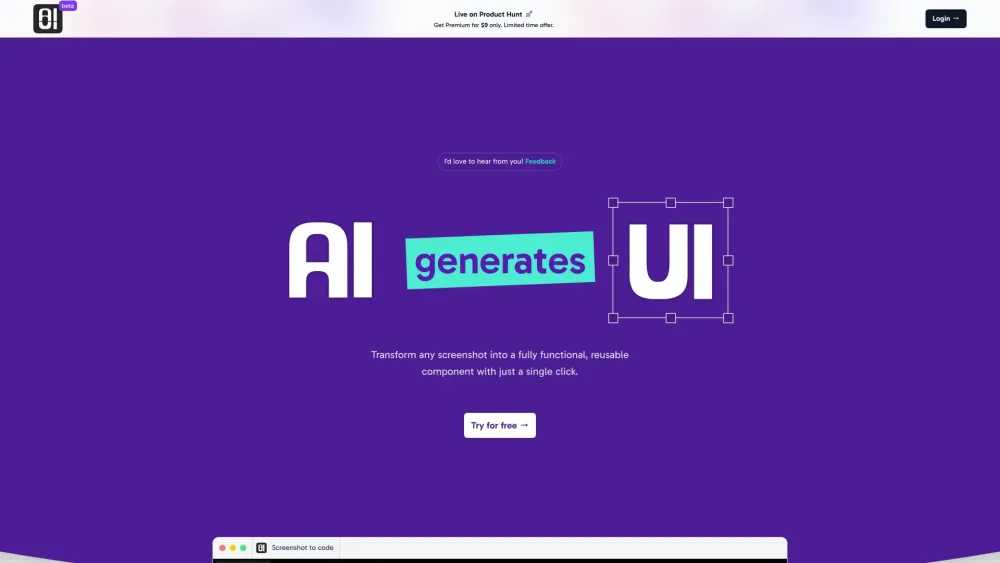 AIUI.me: Effortlessly Turn Screenshots Into Functional UI Designs