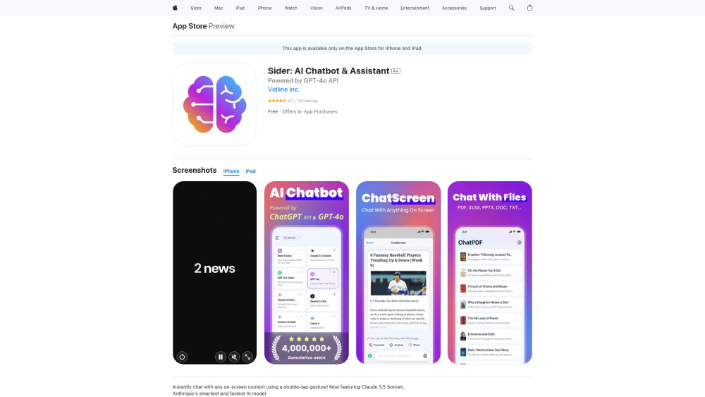 ChatScreen AI Assistant: AI Chat for On-Screen Content on iOS Devices