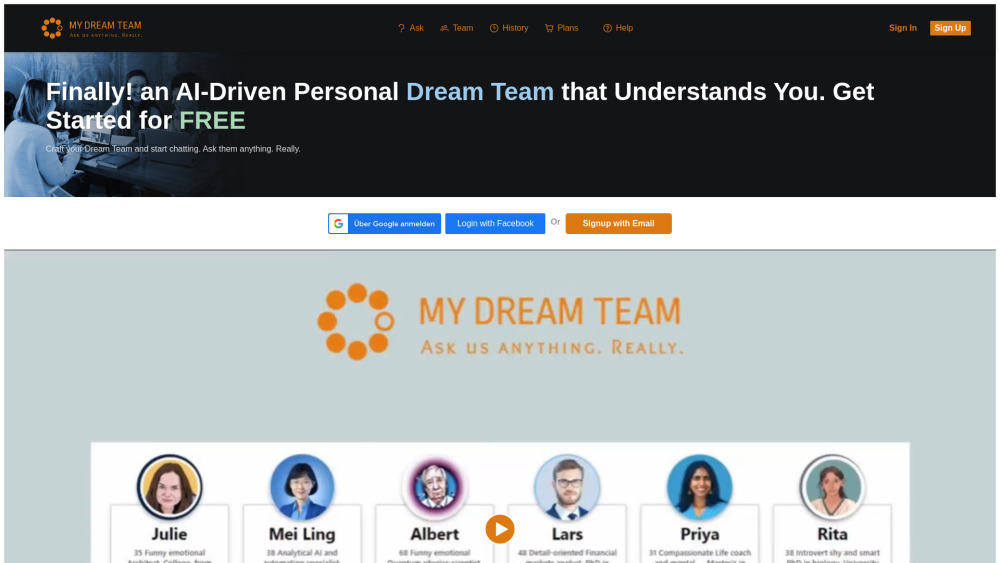 MyDreamTeam: AI Virtual Team for Conversations & Sharing Wisdom