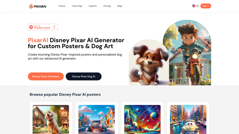 **PixarAI: Disney Pixar Poster & Dog Art Generator Online Tool**