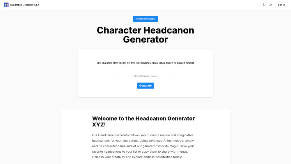 Headcanon Generator XYZ: AI Tool for Crafting Character Lore & Backstories