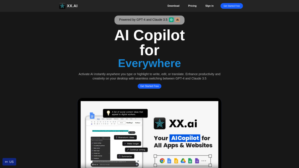 XX.AI : AI Desktop App for Writing & Productivity Enhancement