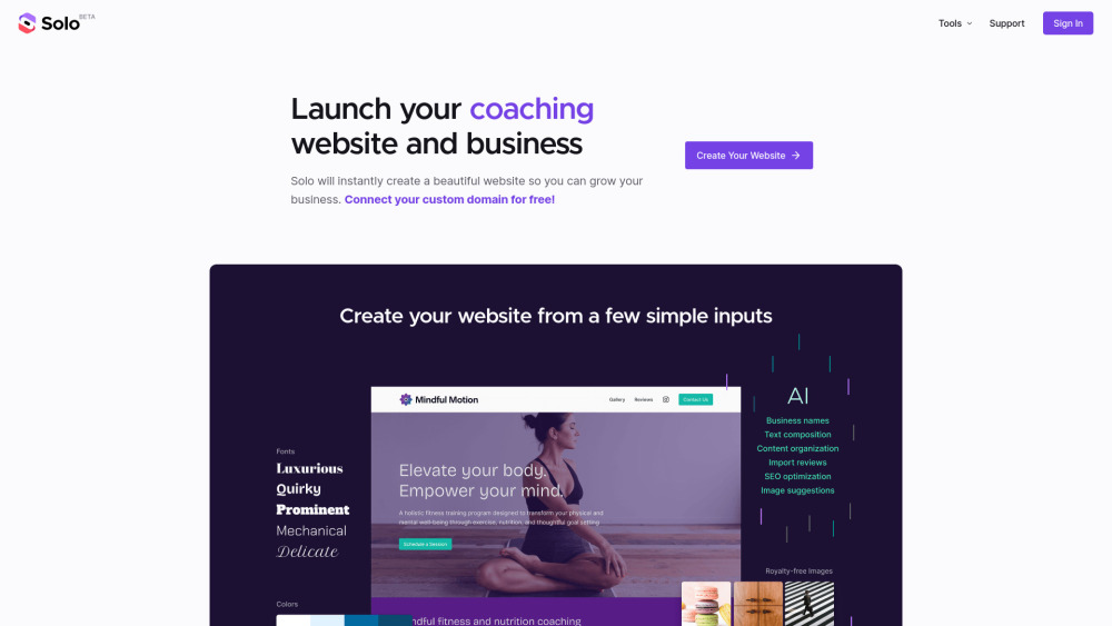 Solo - Free AI Website Creator: Build Custom AI Websites for Businesses