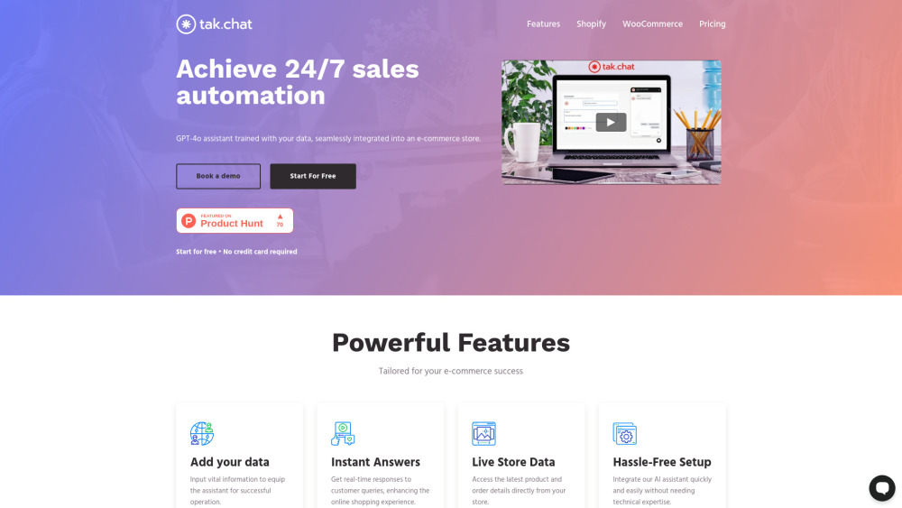 tak.chat: AI Chatbot for E-Commerce Platforms | Boost Sales & Support