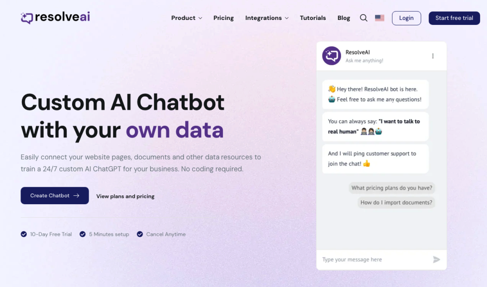 ResolveAI: AI Chatbot for Efficient Customer Inquiry Solutions