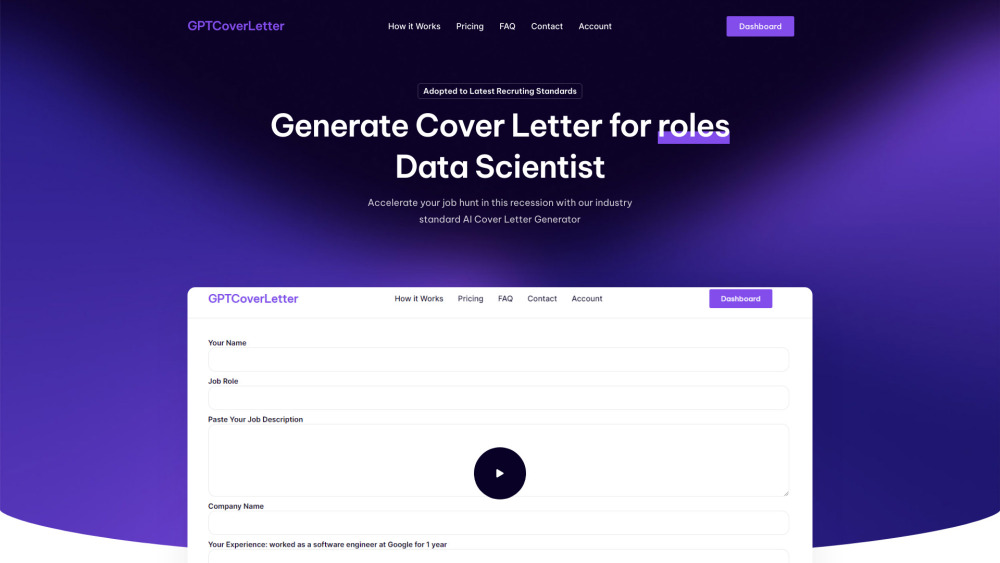 GPT CoverLetter: AI Cover Letters Tailored to Job Descriptions