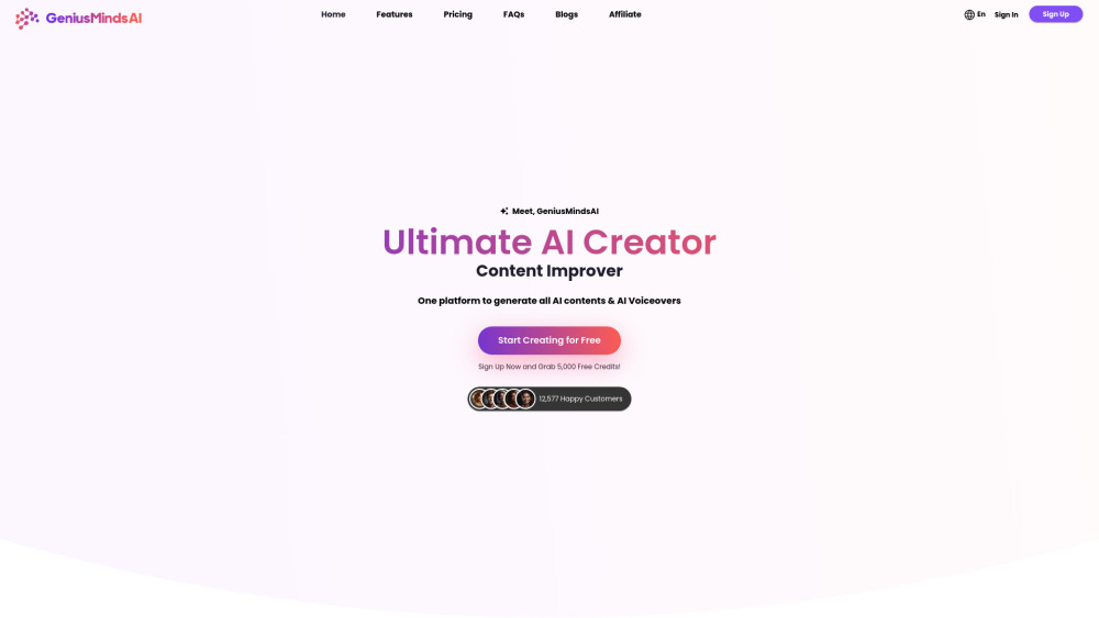 **GeniusMindsAI: Advanced AI-Powered Content Creation Platform**