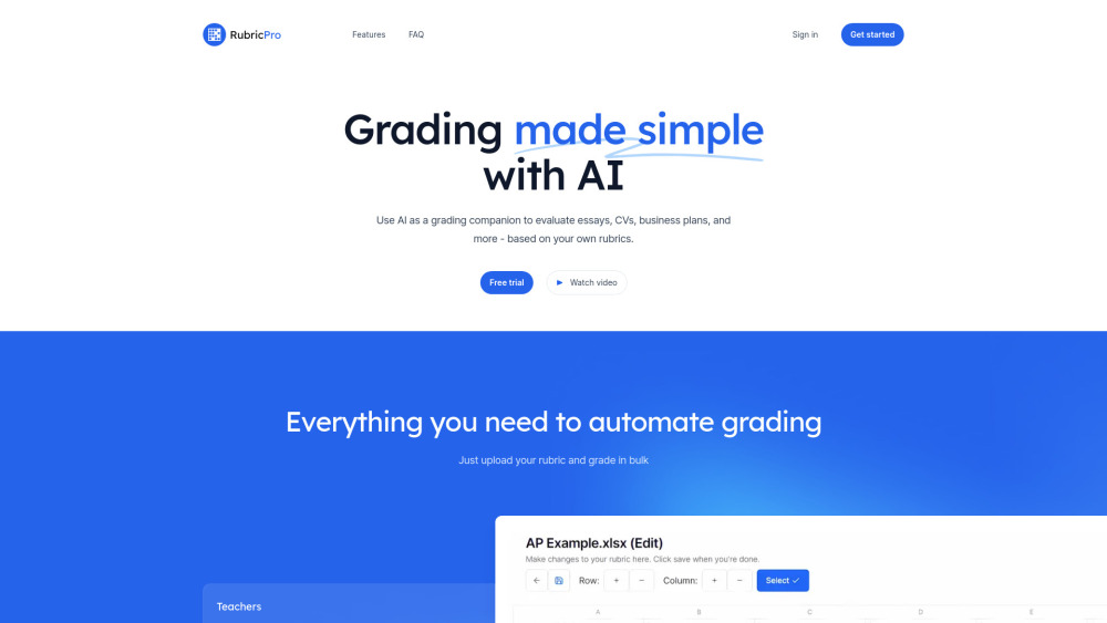 RubricPro: AI Grading Tool with Customizable Rubrics and Features