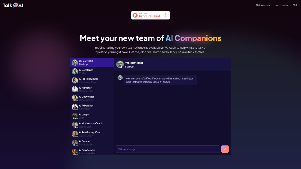 TalkTo.ai: Free Chat with Diverse & Engaging AI Companions